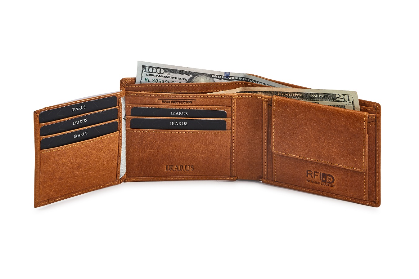 LOGAN Full Grain 100% Original Leather Bi Fold Horizontal Wallet For ...